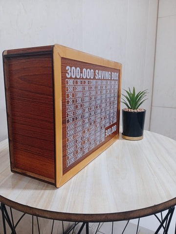 300,000 Saving Box – Wooden Money Saving Challenge Chart –