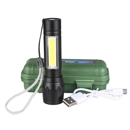 USB Rechargeable Waterproof Zoomable LED Flashlight Torch Tial Clip -